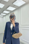 Sare Fashion Collar Detailed Jacket Set Navy Blue