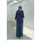 Sare Fashion Striped Suit with Collar Detail - Navy Blue