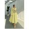 Sare Fashion Collar Detailed Skirt Suit Yellow