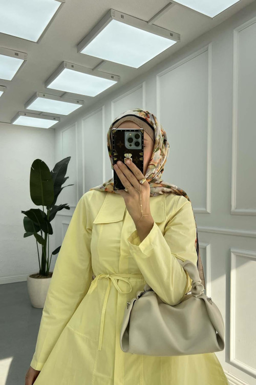 Sare Fashion Collar Detailed Skirt Suit Yellow Sare Fashion Collar Detailed Skirt Suit Yellow