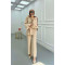Sare Fashion Collar Detailed Two Piece Suit Beige