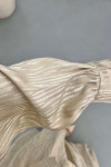 Sare Fashion Jacquard Dress with Collar Detail Beige