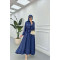 Sare Fashion Jacquard Dress with Collar Detail Navy Blue