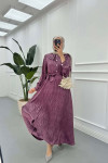 Sare Fashion Jacquard Dress with Collar Detail Purple