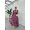 Sare Fashion Jacquard Dress with Collar Detail Purple