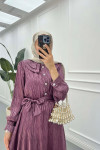 Sare Fashion Jacquard Dress with Collar Detail Purple