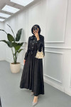 Sare Fashion Jacquard Dress with Collar Detail Black