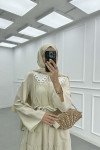 Sare Fashion Belted Dress with Collar Detail and Stone