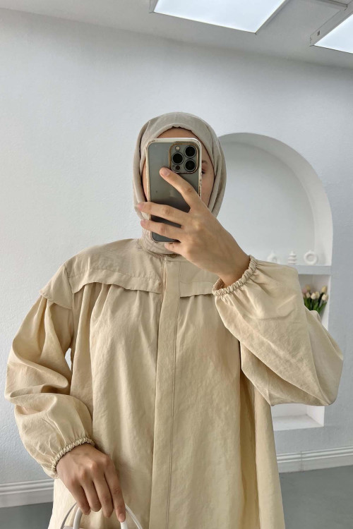 Collar Detailed Suit Beige