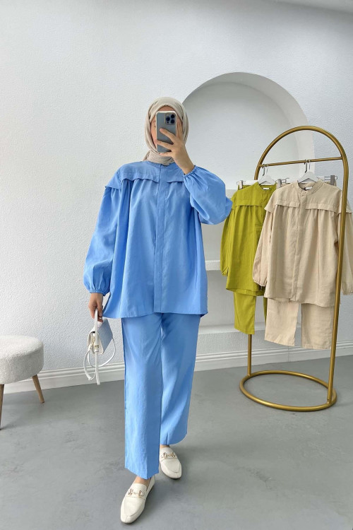 Collar Detailed Suit Blue Collar Detailed Suit Blue