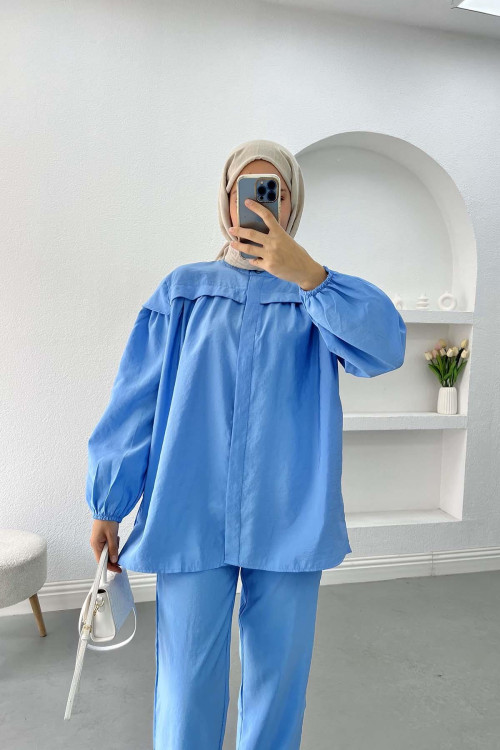 Collar Detailed Suit Blue Collar Detailed Suit Blue