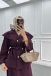 Collar Detail Suit Plum