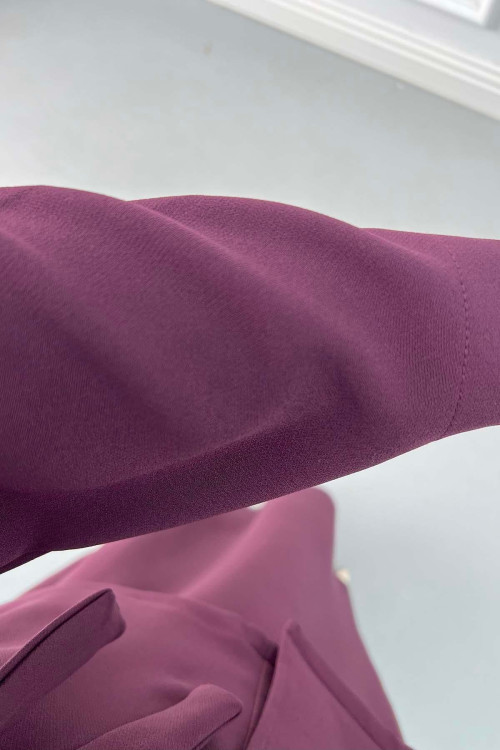 Collar Detail Suit Plum