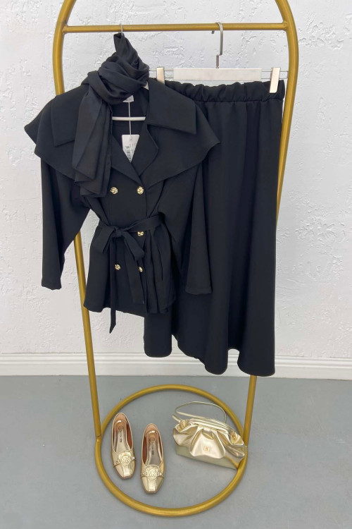 Collar Detailed Suit Black