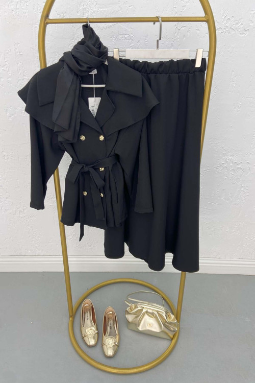 Collar Detailed Suit Black