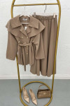 Collar Detailed Suit Mink