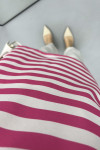 Button-down Striped Sweat Fuchsia