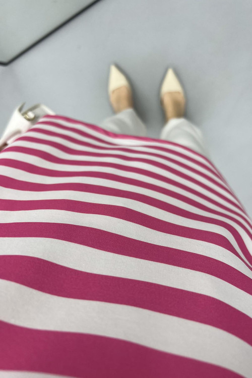 Button-down Striped Sweat Fuchsia