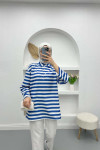 Button-down Striped Sweater Blue