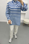 Button-down Striped Sweater Blue