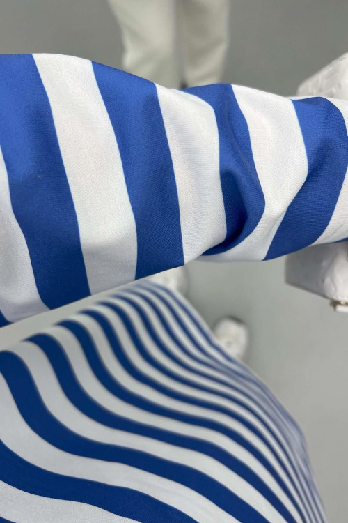 Button-down Striped Sweater Blue