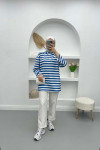 Button-down Striped Sweater Blue