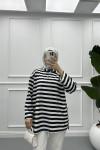 Button-down Striped Sweater Black
