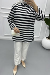 Button-down Striped Sweater Black
