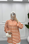 Button-down Striped Sweater Orange