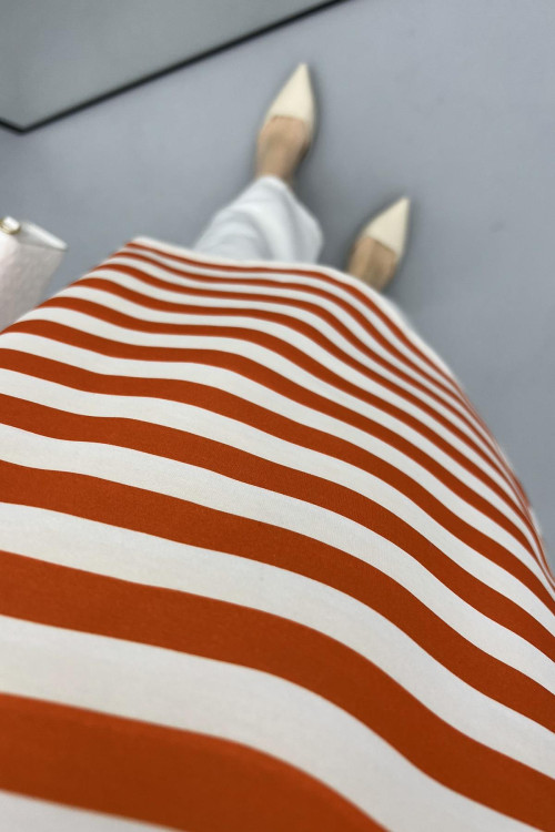 Button-down Striped Sweater Orange
