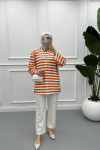 Button-down Striped Sweater Orange
