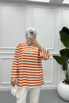Button-down Striped Sweater Orange