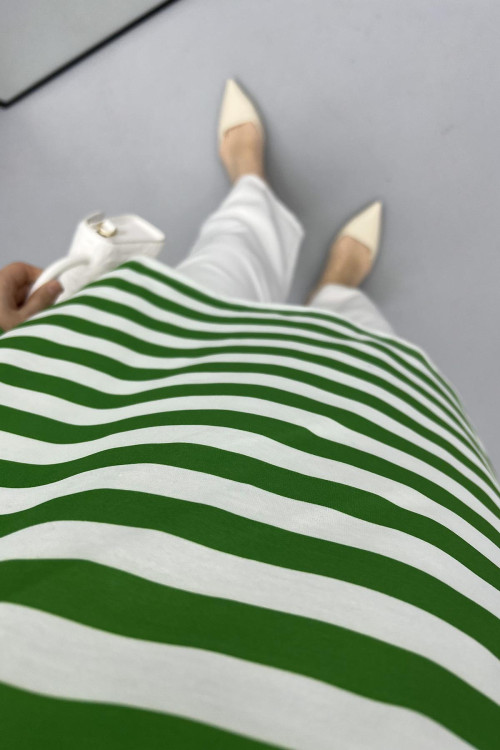 Button-down Striped Sweat Green