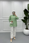 Button-down Striped Sweat Green