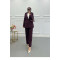 Sare Fashion Lined Suit with Collar and Button Detail, Burgundy