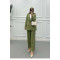 Sare Fashion Lined Suit with Collar and Button Detail Oil Green