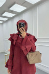Sare Fashion Parachute Suit with Collar and Sleeve Details Claret Red