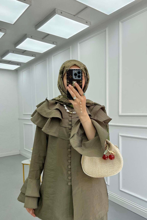 Sare Fashion Parachute Suit Khaki with Collar and Sleeve Details