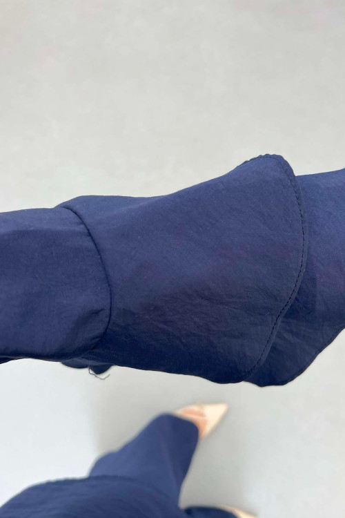 Sare Fashion Parachute Suit with Collar and Sleeve Details Navy Blue