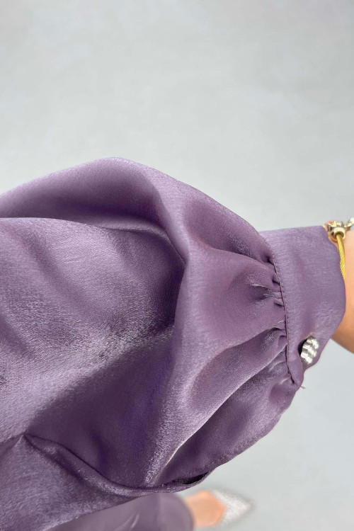 Sare Fashion Jacquard Suit with Collar and Shoulder Details Lilac