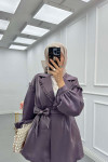 Sare Fashion Jacquard Suit with Collar and Shoulder Details Lilac