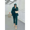 Sare Fashion Jacquard Suit with Collar and Shoulder Details Emerald Green