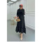 Sare Fashion Black Tied Collar Ruffle Skirt Suit