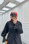Sare Fashion Black Tied Collar Ruffle Skirt Suit