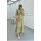 Sare Fashion Tied Collar Ruffle Skirt Khaki Suit