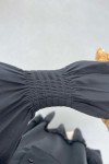 Sare Fashion Black Tied Collar Ruffle Skirt Suit