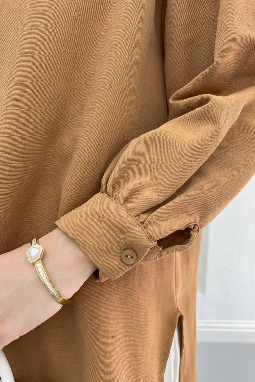 Lace Collar Shirt Brown