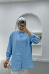 Lace Collar Shirt Blue