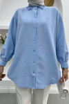 Lace Collar Shirt Blue
