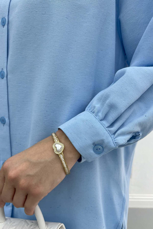 Lace Collar Shirt Blue